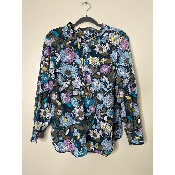 Talbots Womens Top Size 1X Floral Popover Button Long Sleeve Feminine - Picture 1 of 8